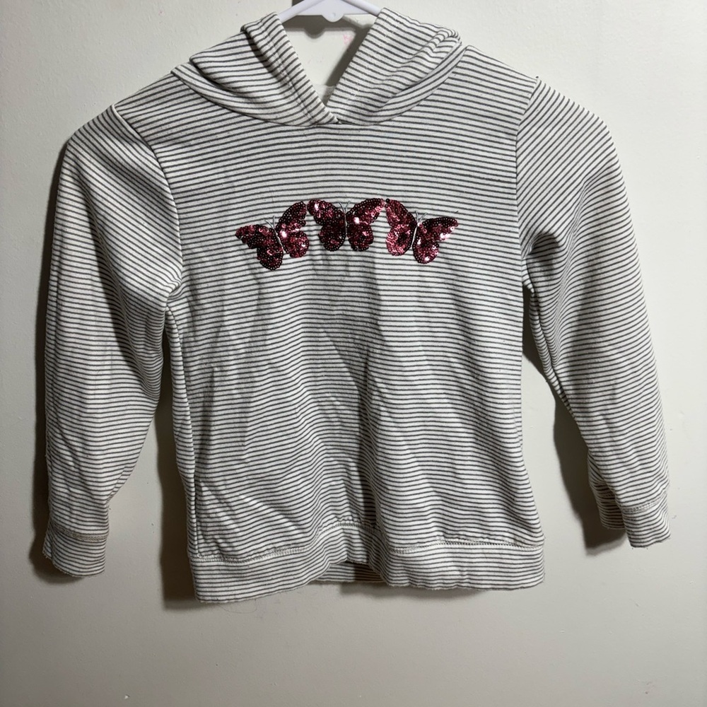 Kids Striped Hoodie with Sequin Butterfly